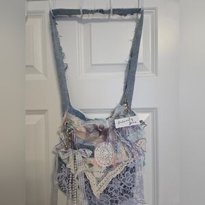 Denim and Lace Shoulder Bag